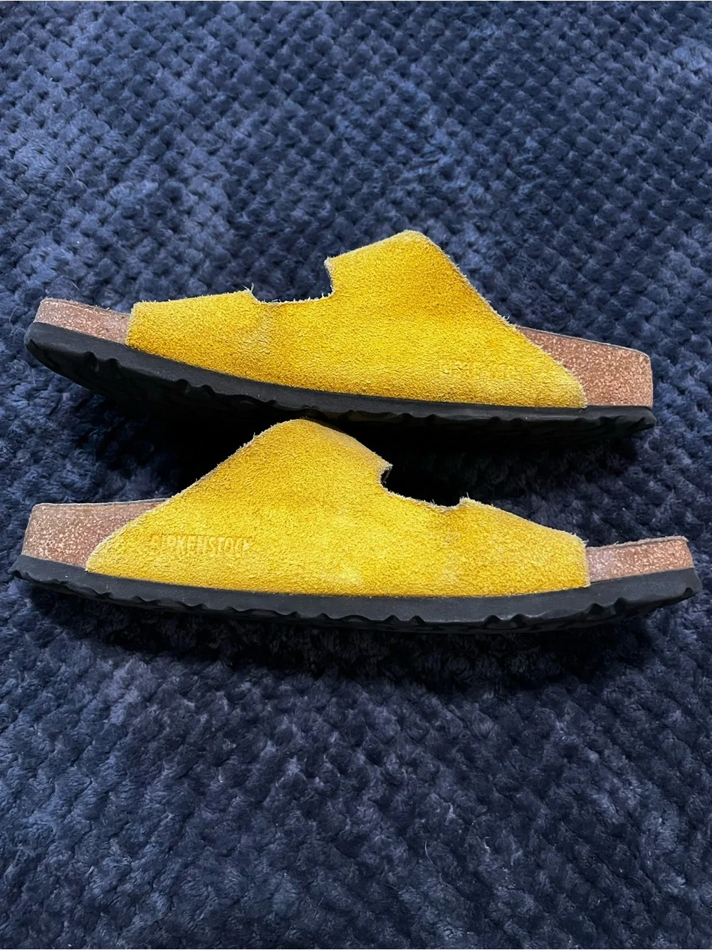 Birkenstock Yellow Suede Double-Strap Slide Sandals